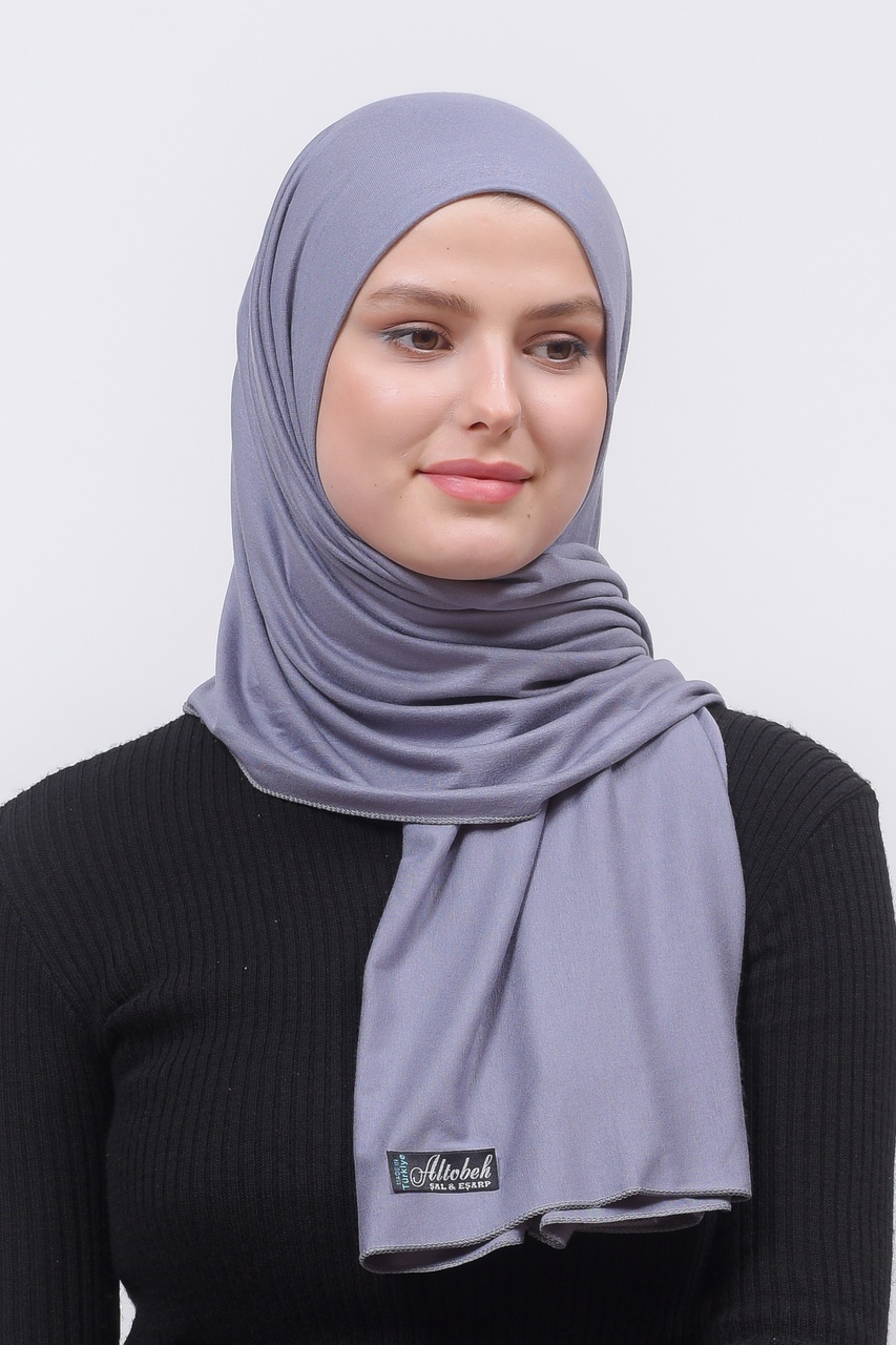 Altobeh Tesettür Kadın Düz Renk Penye Şal Hijab - Gri