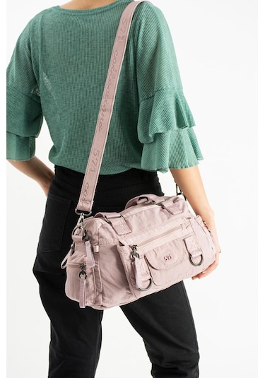 Kadın Omuz Çantası Çapraz Askılı Postacı Bayan Çantası 21 31 Cm Poliamid Hafif Kumaş Kol Çantası Pembe