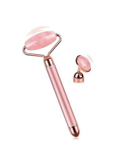 Leezsing Güzellik Barı Elektrikli Yeşim Silindir Yüz Masaj Aleti 2'si 1 Arada Yüz Masaj Aletleri Cilt Bakımı Yüz Cildi Sıkılaştırma Sıkılaştırıcı-558 Çok Renkli