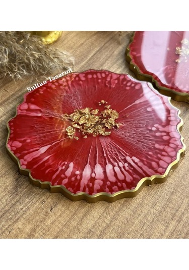 Tekli Epoksi Bardak Altlığı - 112 Kırmızı