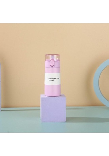 Gri 150/250 Ml Yalıtımlı Bardak Sızdırmaz Tek Tuşla Açılan Silikon Meme Taşınabilir Uzun Ömürlü Yalıtım Paslanmaz Çelik Termal Kupa 150ml