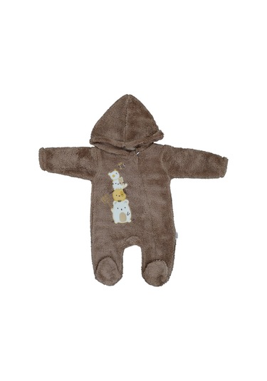 Flexi Peluş Patikli Bebek Tulumu 215199 Kahverengi