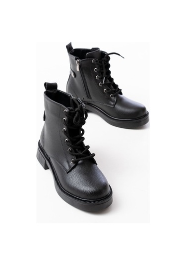 02-2003 Siyah Bağcıklı Fermuarlı Günlük Kadın Bot Siyah
