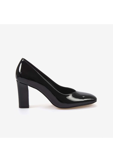 Kemal Tanca Hakiki Deri Rugan Kadın Topuklu Ayakkabı 13 Siyahrugan