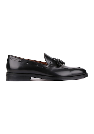 Shoetyle - Siyah Açma Deri Püsküllü Erkek Klasik Ayakkabı 250-7951-836-siyah