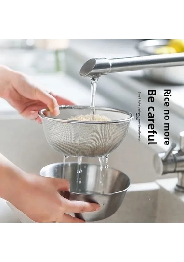 Konesam Stainless Steel Kalın Tabaklı Mutfak Süzgeci: Sebze Yıkama, Pirinç Yıkama Ve Süzme İşleviyle Evde Kullanımı Kolay Gümüş Diğer