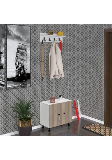 Kenzlife Portmanto Ayakkabılık Ve Askılık Kalçın3 Crdbyz 53 060 32 Dokuz Çift Ayakkabı Kapasitesi Ahşap