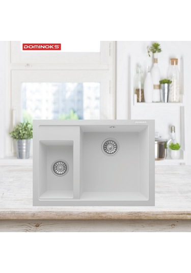 Domınoks Volta70 Tezgah Üstü Granit Evye Beyaz 50 x 70 CM