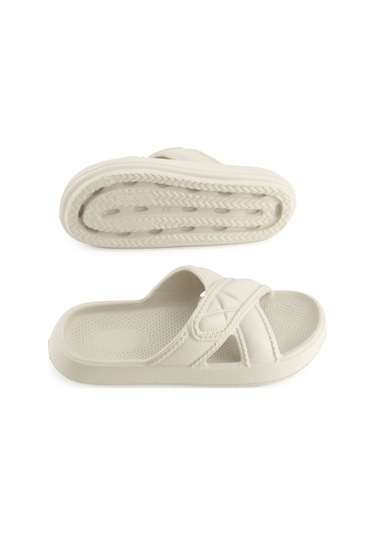 Gezer Kadın Yazlık Eva Islak Zemine Uygun Ev Bahçe Banyo Terlik Bej