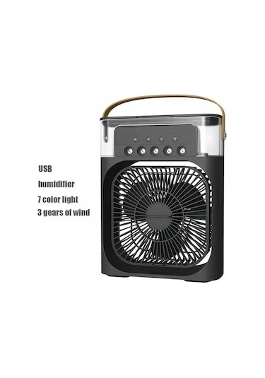 Soulader Usb İle Çalışan Taşınabilir 3'ü 1 Arada Hava Soğutucu, Klima Ve Nemlendirici - Gece Led Aydınlatmalı Mini Ev Tipi Serinletici