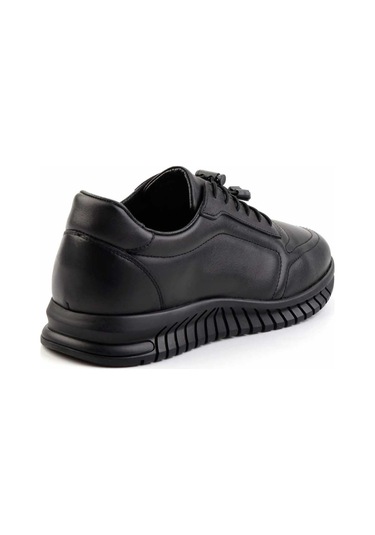 Siyah Hakiki Deri Erkek Casual Ayakkabı E01018025543 Siyah