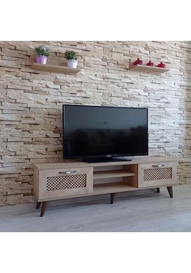 Mobilya Sepeti (Ms 40) Tv Ünitesi Dolabı,Raflı,Seperatörlü Meşe