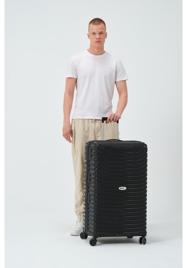 Keo-plus Siyah Büyük Boy Silikon Kırılmaz Pp Valiz Siyah