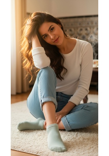 Bravie Kadın Bambu Patik Çorap 785 Yeşil 6'lı Paket Yeşil