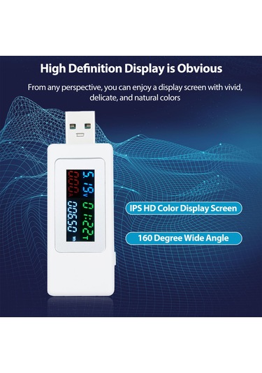 Reedark Usb Test Cihazı - Hızlı Şarj Voltaj Akım Ölçer 4-30v/6.5a Lcd Ekranlı