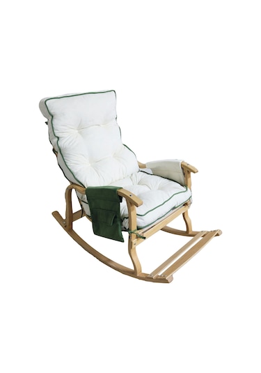 Mobildeco Sultan Lüx Yesıl Krem Ahşap Çift Renkli /cepli Sallanan Ceviz