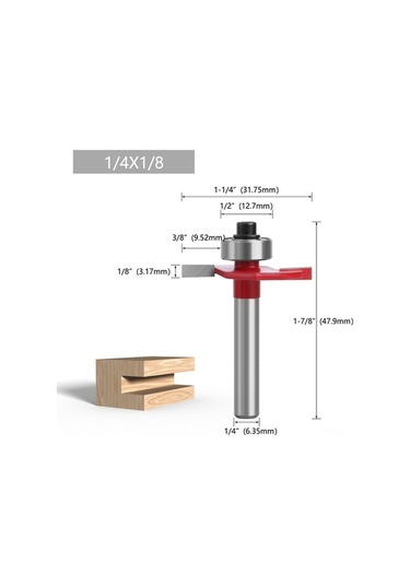 Besthome1 Ahşap İşleme T Tipi Milling Ucu, 1/4 Uçlu Set, Kenar Ve Yuva Kesme, 8 Parçalık