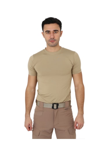 Bej Microfiber Tişört - Kısa Kol Micro T-shirt - Askeri Malzeme Bej
