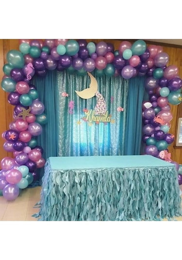 100lü Deniz Kızı Konsept Metalik Balon Ve Balon Zinciri (30 Mor,3
