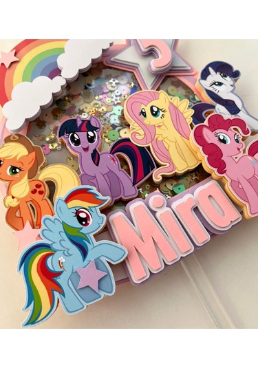 Pony Temalı İsme Özel Kız Çocuk Doğum Günü Pasta Süsü