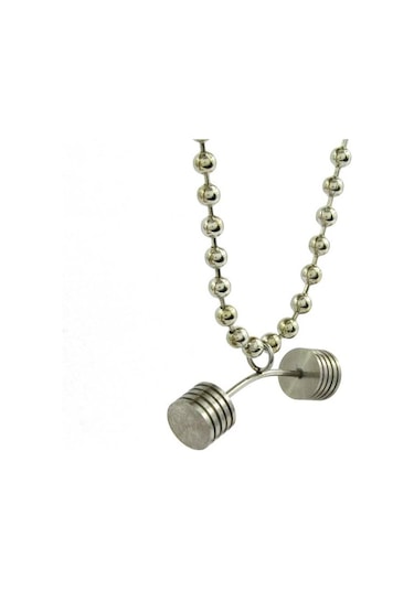 Ağırlık Halter Zincirli Erkek Çelik Kolye 3 Boyutlu Dck02 Beyaz