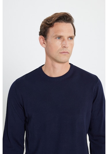 Altinyildiz Classics Erkek Lacivert Standart Fit Normal Kesim Bisiklet Yaka Triko 4A4923100001LACXXL Lacivert