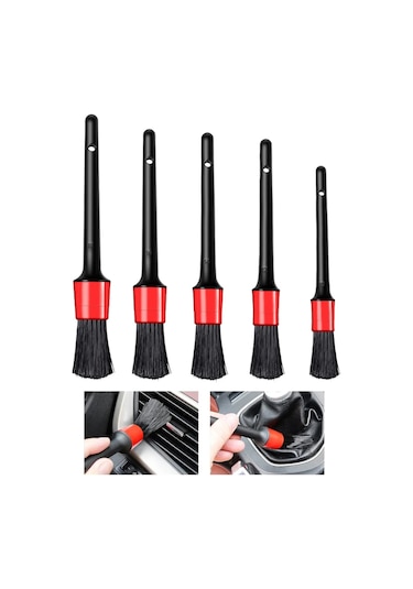5'li Kaliteli Farklı Boyutlarda Oto Detay Fırça Seti 5 Adet Oto Araba Yıkama Klima Temizleme Fırçası