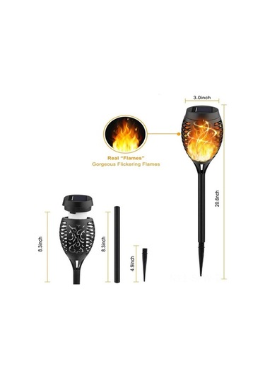 Besthome1 Güneş Enerjili 12 Led Alevli Fener, Otomatik Algılayıcı Çimen Işığı, Bahçe Dekorasyonu