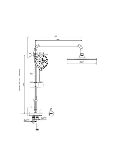 Eca Dalia Plus Teleskobik Kolonlu Banyo Tepe Duş Seti 102158040 Krom