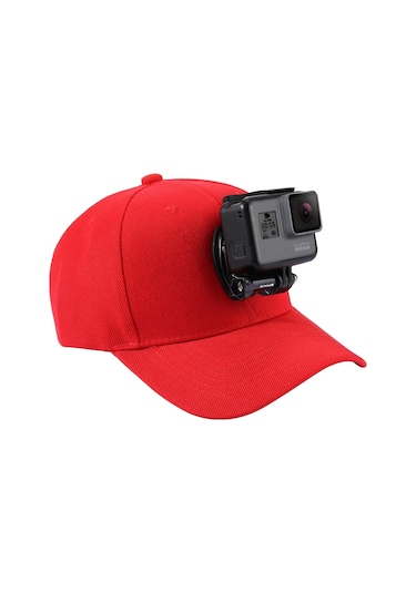 Cbtx Puluz Pu195 Gopro Aksesuarları Uyumlu Spor Kamera Şapkası Vidalı Ayarlanabilir Kapak Ve Gopro Kamera Uyumlu J Stent Taban - Kırmızı