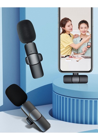 Kablosuz Wireless Lavaller Type-c 2 Yaka Mikrofonlu Mikrofon Kristal Netlikte Ses, Uzun Menzil, Taşınabilir, Yüksek Performans-1113