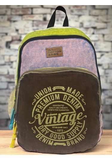 Old Cotton Cargo Kaliteli Renkli Vintage Disayn Sırt Gezi Okul Seyahat Çantası 30 Cm X 42 Cm Kahverengi