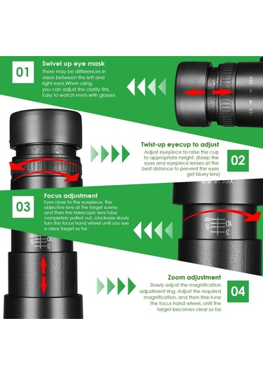 10-30x40mm Monoküler Teleskop, Hd Yüksek Güçlü Fmc Bak4 Prısm Zoom Yetişkinler İçin Monoküler Çocuklar