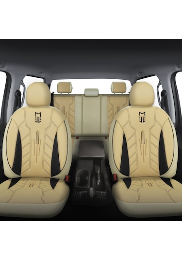 Minderland Fa Serisi - Volkswagen Amarok İle Uyumlu Koltuk Kılıfı, Deri / Bej