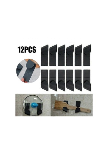 12 Adet Duvara Monte Tencere Kapağı Saklama Tutucu Raf Mutfak Aksesuarları Düzenleyici Diğer