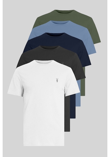 Kozik Standart Fit Bisiklet Yaka Erkek Tişört 5'li Çok Renkli 88975 Çok Renkli