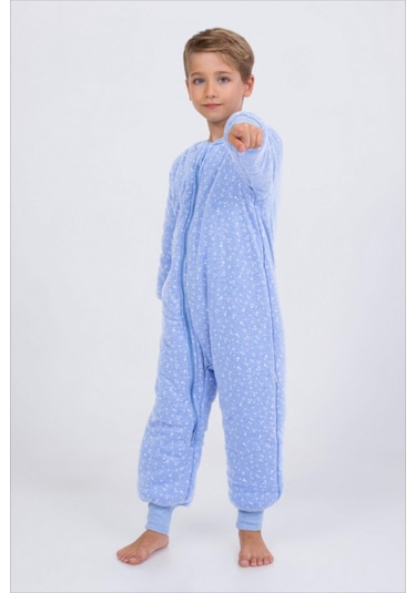 Erkek Çocuk Uyku Tulumu Kalın Elyaf Dolgulu Premium Kalite 2.5 Tog Açık Mavi