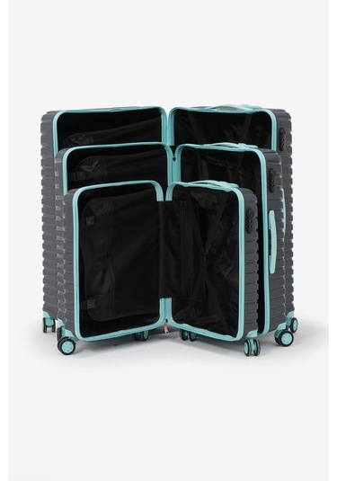 3'lü Set Silikon Kırılmaz Pp Unisex Füme Turkuaz Valiz Pwvlz005 Füme Turkuaz