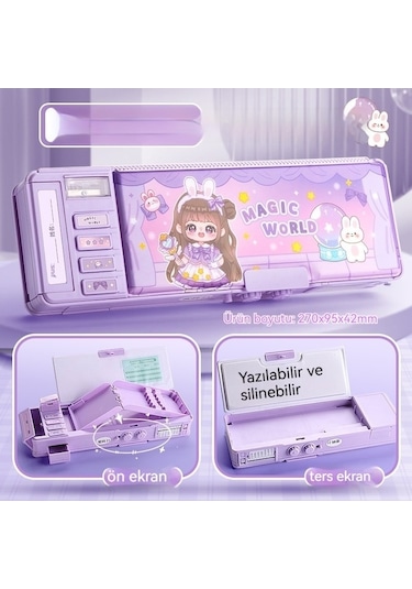 Maoyaya Magic Word Şifreli Kilitli Kalem Kutusu - Mor Renk Mor