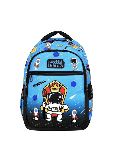 Waddell Lisanslı Siyah-mavi Astronot Desenli Erkek Çocuk İlkokul Sırt Çantası Ve Beslenme Çantası