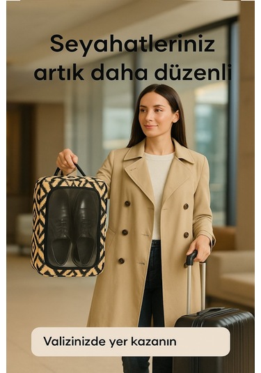 Valiz Düzenleyici I Ayakkabı Taşıma Çantası I Bavul Içi Düzenleyici I Ayakkabı Taşıma Kutusu Bej