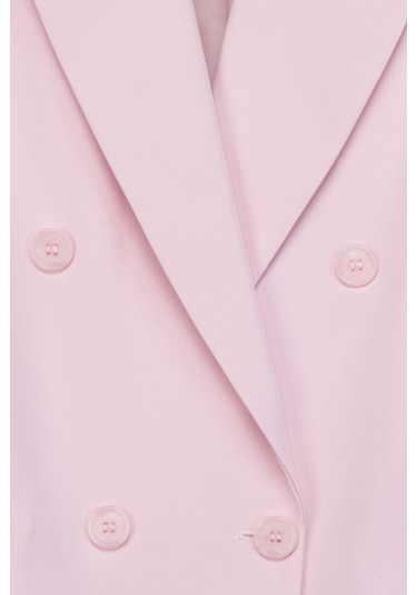 Thalure Kadın Pembe Oversize Kruvaze Blazer