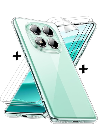 Redmi Note 14 Pro Kılıf Şeffaf Silikon + 9h Temperli Cam Set