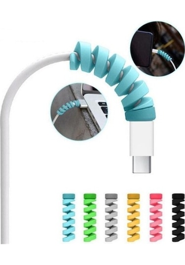 Telefon Şarj Kablo Koruyucu Silikon Spiral Usb Koruyucu 4Lü Paket (444399256)