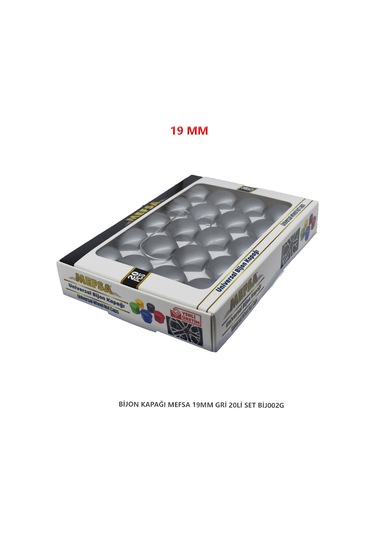 Bijon Kapağı Düz 19 Mm Gri 20 Li Set