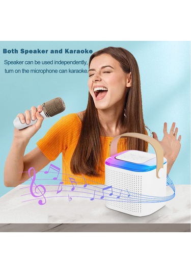 Springsun Pembe Mini Karaoke Sistemi: Kablosuz Mikrofonlu Hoparlör, Ev Ve Dışarı Kullanım, Bluetooth 5.3, 8-10 Saat Çalma Süresi
