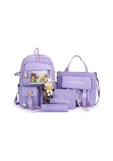 4'lü Büyük Kapasiteli Okul Çantası Seti Zk3ı0n Mor