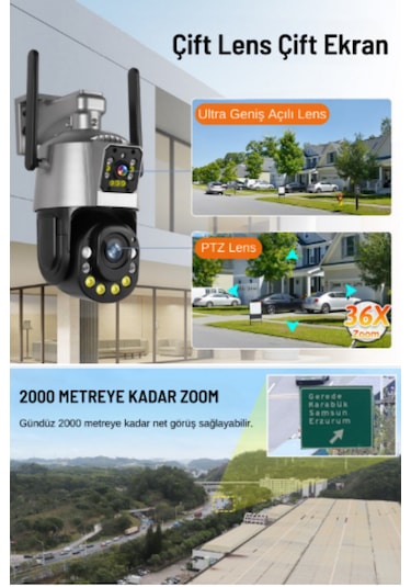 Bester 36x Zoom 2000 Metre Yakınlaştırma 6 Mp Wifi Çift Lensli Pt