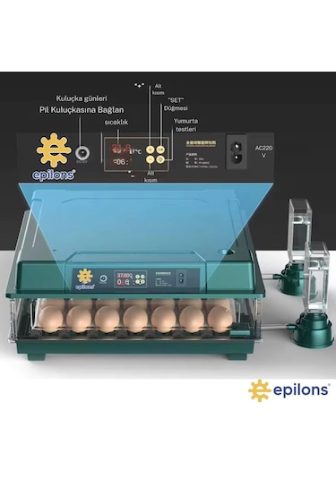 Slim Model 130 Lu Gün Sayaçlı Tam Otomatik Kuluçka Makinesi Yedek Motor + Su Kabı + Qr Videolu Kur