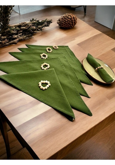 Dnc Home Tekstil Ndchome Premium Haki Yeşil 6lı Peçete Takımı Toka Hediyeli 40x40